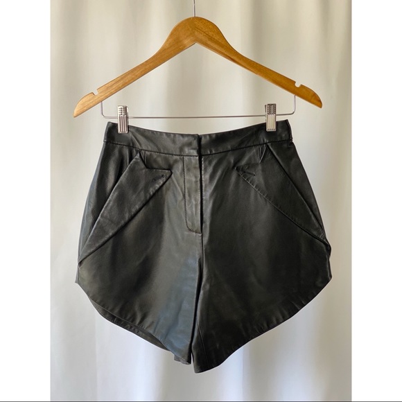 ALEXANDER WANGLapel detail leather shorts US 0